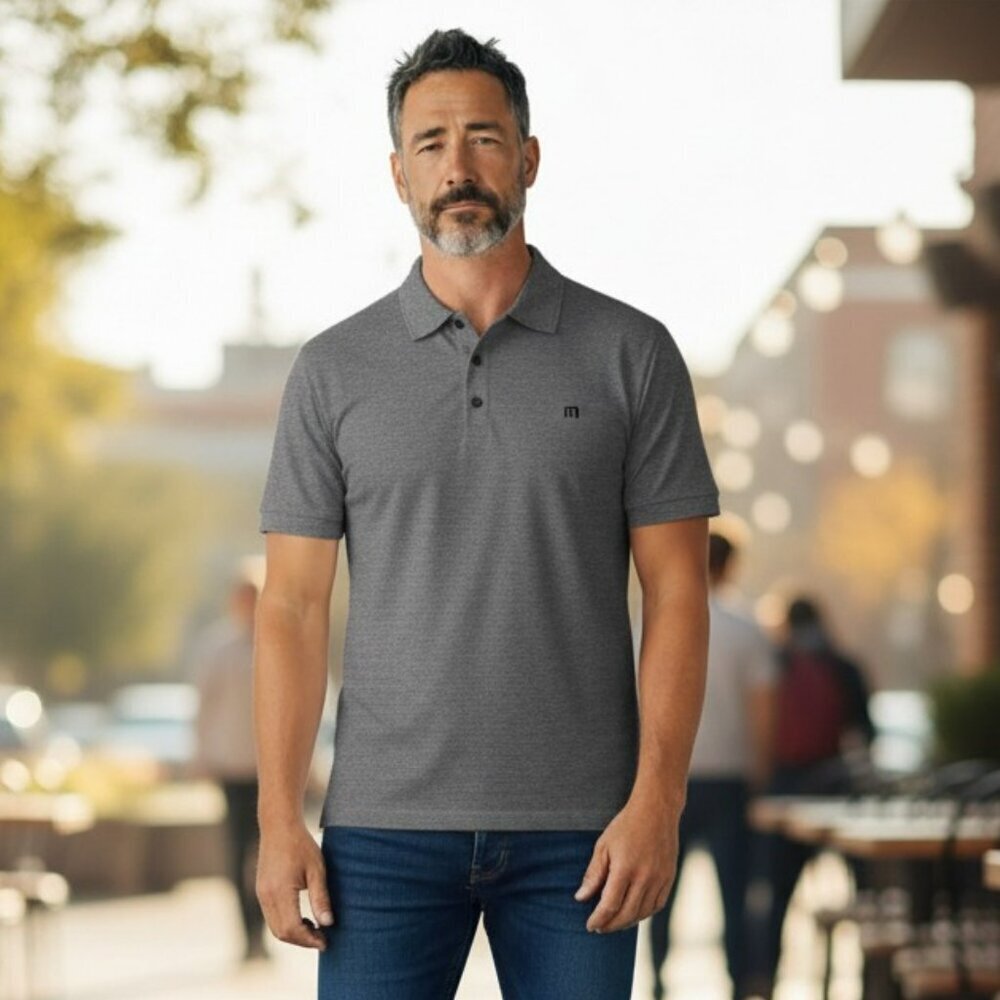 Travis Mathew Short Sleeve Polo Logo Shirt Size XL Pima Cotton Gray